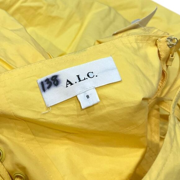A.L.C. Yellow Lace Up Open Back Leona Mini Dress 8 - Picture 7 of 8